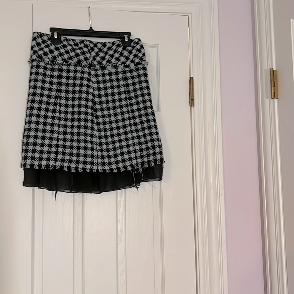 Kids’ Plaid Knee-Length Blue and Black Gingham Layered Skirt